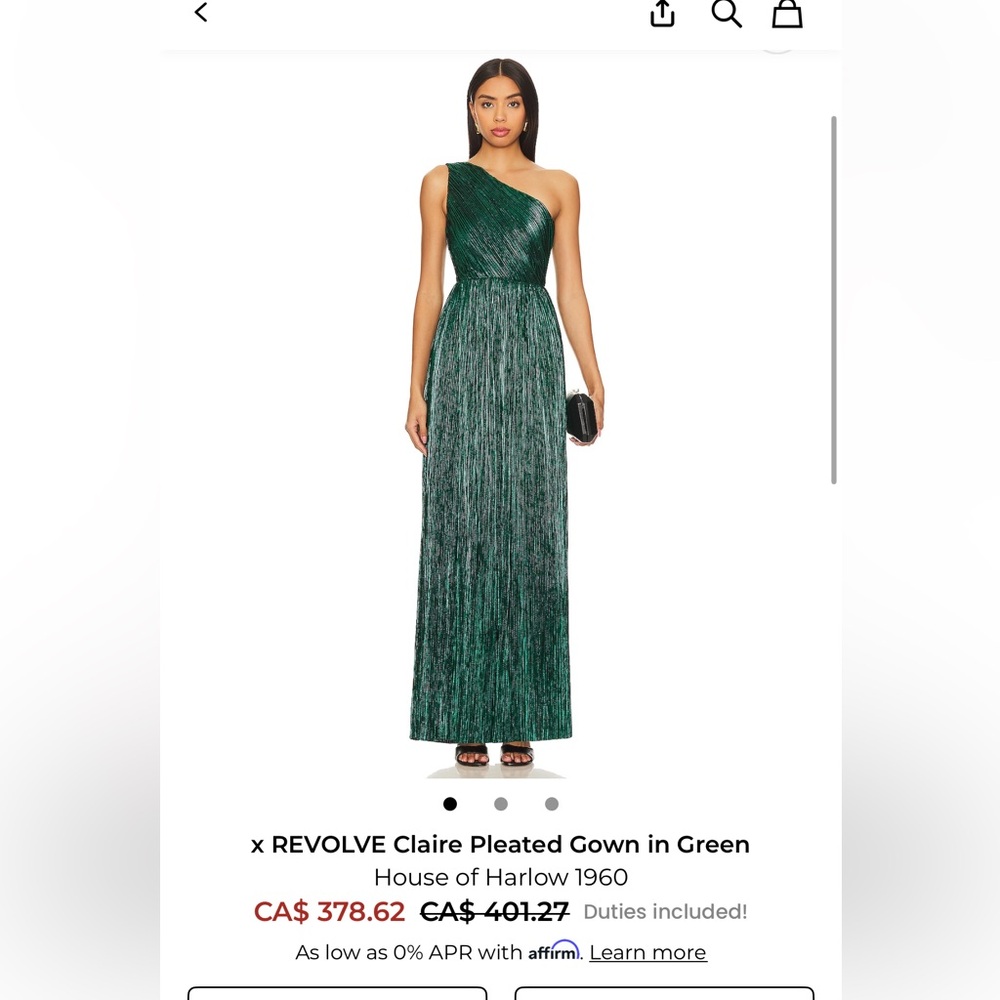 REVOLVE House of Harlow Claire Pleated Gown in Green NWT